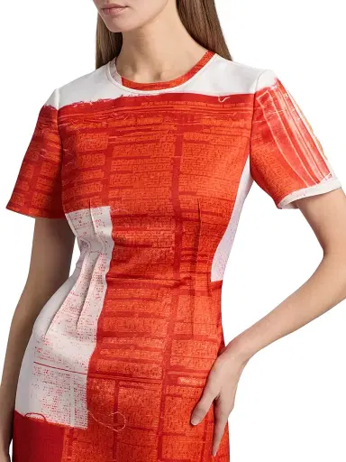 Jason Wu Collection Women's Cat Paws Matte Duchess Minidress - Red Multi - Size 8 | Thumbnail 6