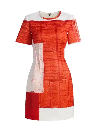Jason Wu Collection Women's Cat Paws Matte Duchess Minidress - Red Multi - Size 8 | Thumbnail 1