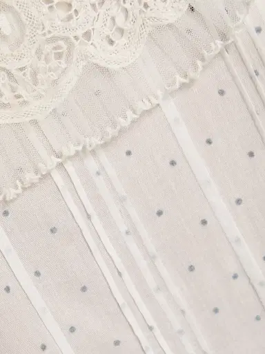 DÔEN Women's Oleta Polka Dot Lace Collar Top - Salt Flock Dot - Size XS | Thumbnail 7