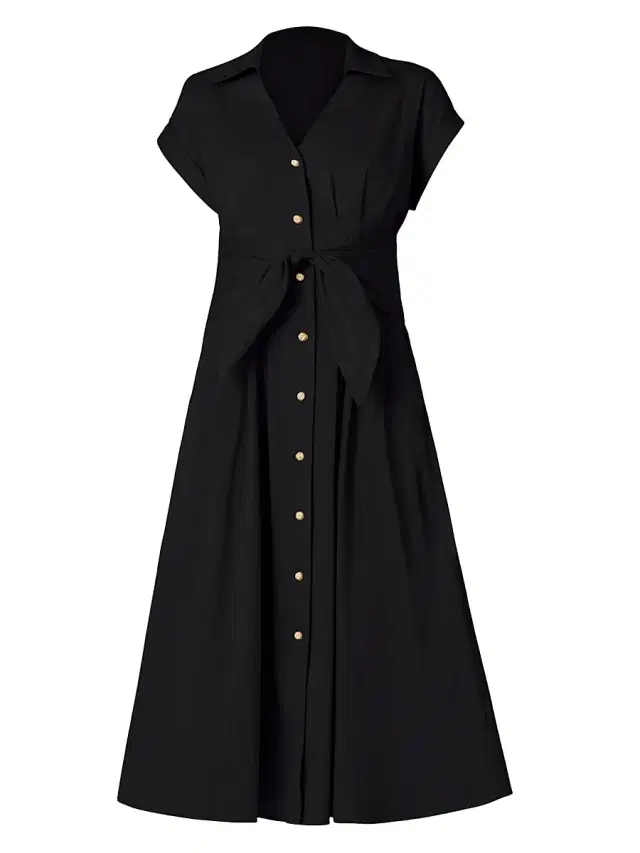 Shoshanna Women's Josephine Button-Front Midi-Dress - Jet