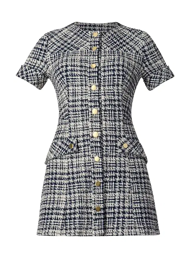 Shoshanna Women's Haisley Plaid Tweed Minidress - Navy