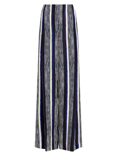 Proenza Schouler Women's Amira Striped Silk Pants - Black Multi - Size XL | Thumbnail 1