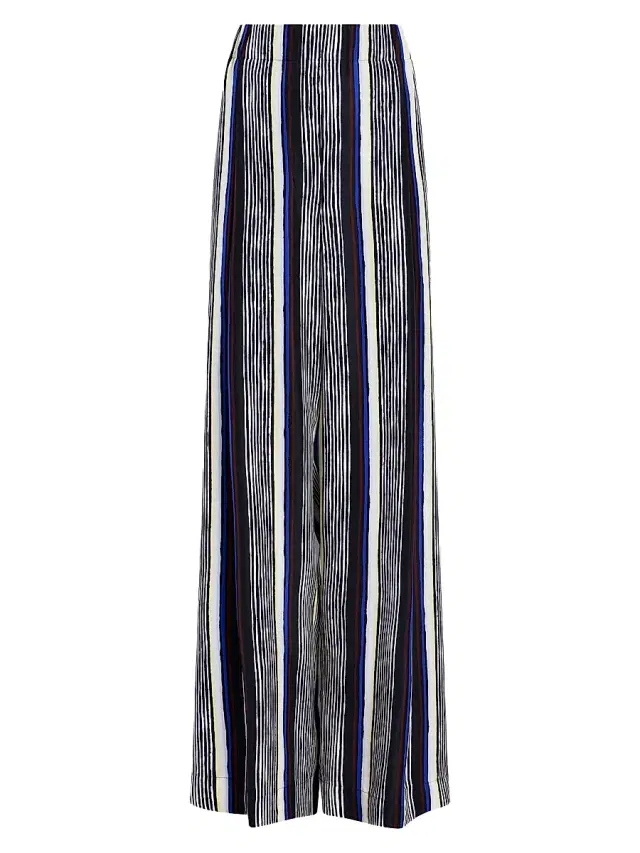 Proenza Schouler Women's Amira Striped Silk Pants - Black Multi