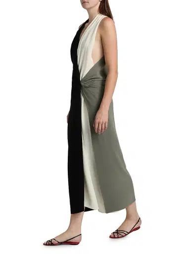 Proenza Schouler Women's Elsa Double Crepe Maxi Dress - Black Multi - Size 12 | Thumbnail 2