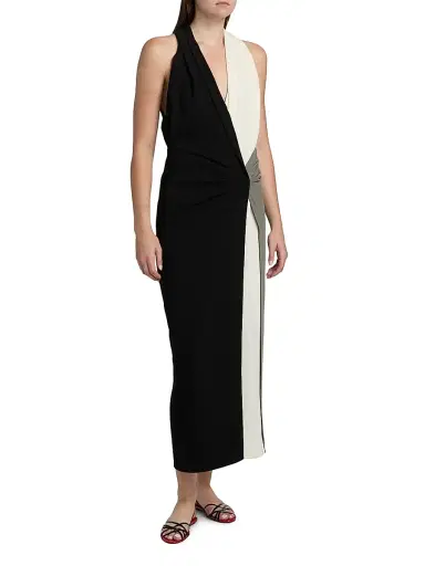 Proenza Schouler Women's Elsa Double Crepe Maxi Dress - Black Multi - Size 12 | Thumbnail 4