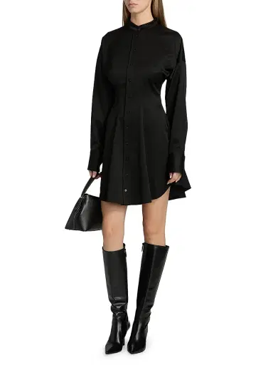 Proenza Schouler Women's Janan Cotton Sateen Shirtdress - Black | Thumbnail 2
