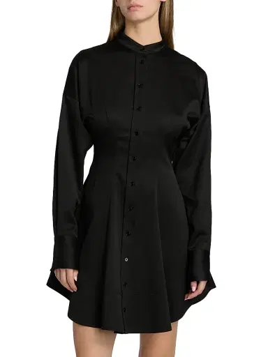 Proenza Schouler Women's Janan Cotton Sateen Shirtdress - Black | Thumbnail 3