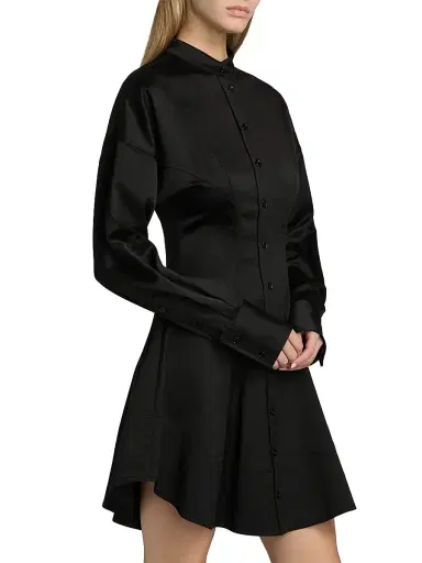Proenza Schouler Women's Janan Cotton Sateen Shirtdress - Black | Thumbnail 4