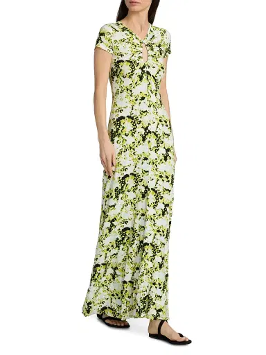 Proenza Schouler White Label Women's Noelani Floral Jersey Maxi Dress - Straw Multi - Size Large | Thumbnail 2 Proenza Schouler White Label Women's Noelani Floral Jersey Maxi Dress - Straw Multi - Size Large | Thumbnail 2