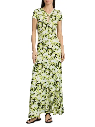 Proenza Schouler White Label Women's Noelani Floral Jersey Maxi Dress - Straw Multi - Size Large | Thumbnail 3 Proenza Schouler White Label Women's Noelani Floral Jersey Maxi Dress - Straw Multi - Size Large | Thumbnail 3