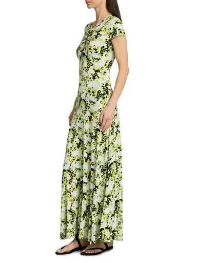 Proenza Schouler White Label Women's Noelani Floral Jersey Maxi Dress - Straw Multi - Size Large | Thumbnail 4 Proenza Schouler White Label Women's Noelani Floral Jersey Maxi Dress - Straw Multi - Size Large | Thumbnail 4