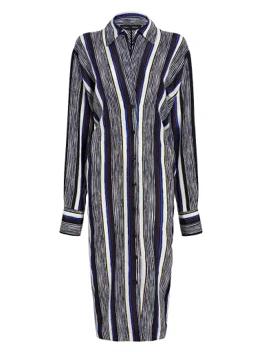 Proenza Schouler Women's Amira Striped Silk Shirtdress - Black Multi - Size 8 | Thumbnail 1
