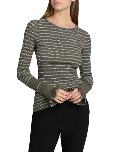 Proenza Schouler White Label Women's Yasmine Striped Rib-Knit Sweater | Thumbnail 3 Proenza Schouler White Label Women's Yasmine Striped Rib-Knit Sweater | Thumbnail 3
