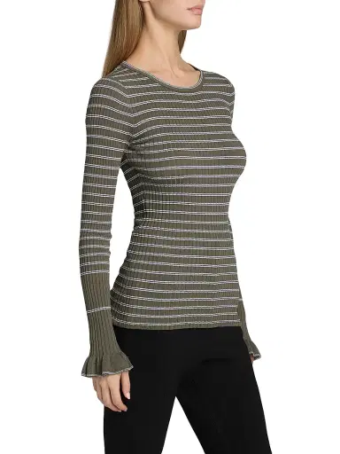 Proenza Schouler White Label Women's Yasmine Striped Rib-Knit Sweater | Thumbnail 4 Proenza Schouler White Label Women's Yasmine Striped Rib-Knit Sweater | Thumbnail 4