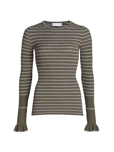 Proenza Schouler White Label Women's Yasmine Striped Rib-Knit Sweater | Thumbnail 1 Proenza Schouler White Label Women's Yasmine Striped Rib-Knit Sweater | Thumbnail 1
