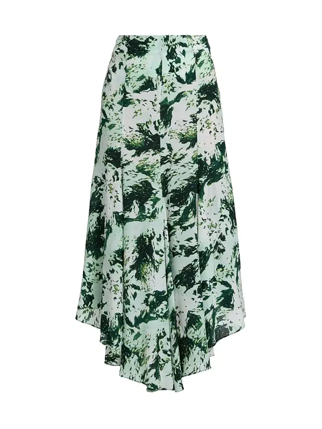 Women's Joelle Abstract Maxi Skirt - Dark Green Multi