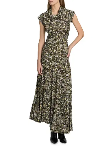 Proenza Schouler Women's Tamara Printed Jersey Midi-Dress - Rust Multi | Thumbnail 2