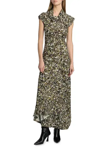Proenza Schouler Women's Tamara Printed Jersey Midi-Dress - Rust Multi | Thumbnail 3