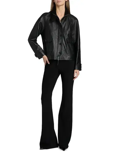 Proenza Schouler White Label Women's Gio Stand Collar Leather Jacket - Black - Size 10 | Thumbnail 2