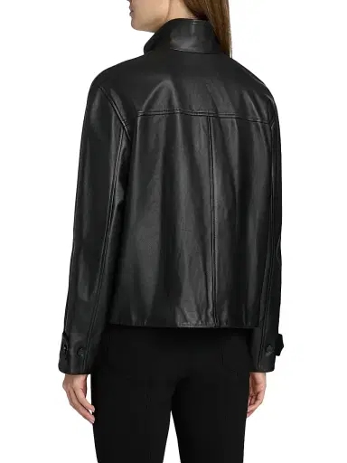 Proenza Schouler White Label Women's Gio Stand Collar Leather Jacket - Black - Size 10 | Thumbnail 5