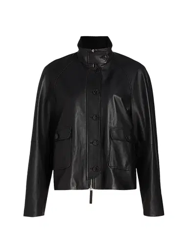 Proenza Schouler White Label Women's Gio Stand Collar Leather Jacket - Black - Size 10 | Thumbnail 1