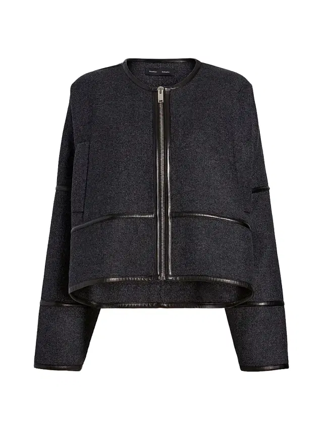 Proenza Schouler Women's Ticiana Double Wool-Blend Twill Jacket - Charcoal Melange