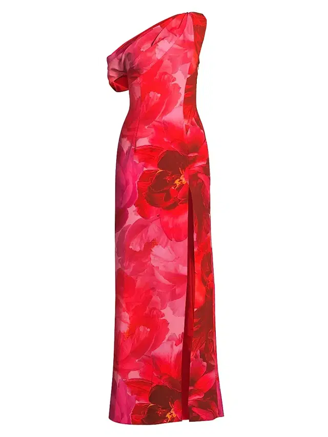 Women's Evara Floral One-Shoulder Gown - Rosewater Bloom