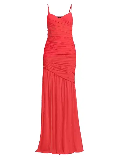 BLACK HALO Women's Kristen Shirred Chiffon Gown | Thumbnail 1