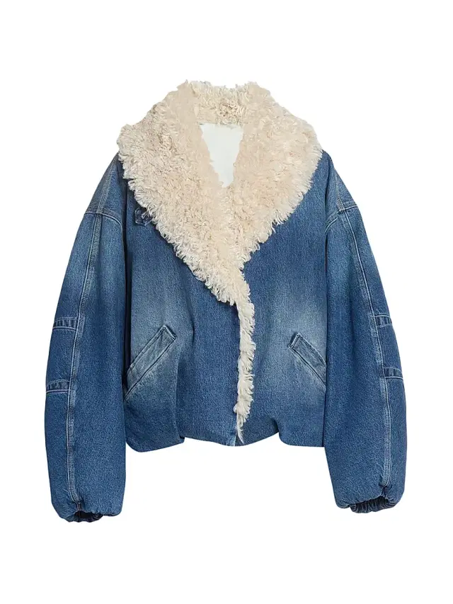 Isabel Marant Women's Charone Sherpa-Lined Denim Jacket - Blue