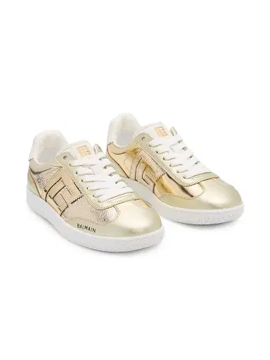 Balmain Women's Swan Faux Laminated Low-Top Sneakers - Blanc | Thumbnail 2 Balmain Women's Swan Faux Laminated Low-Top Sneakers - Blanc | Thumbnail 2