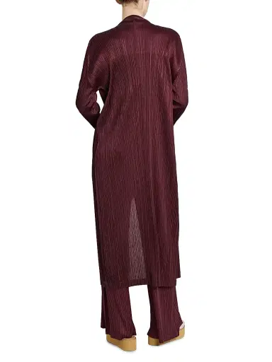 Pleats Please Issey Miyake Women's Monthly Colors: January Plissé Drape Duster Jacket - Bordeaux - Size Large | Thumbnail 5