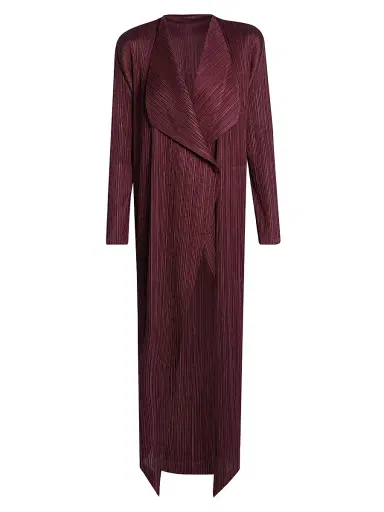 Pleats Please Issey Miyake Women's Monthly Colors: January Plissé Drape Duster Jacket - Bordeaux - Size Large | Thumbnail 1
