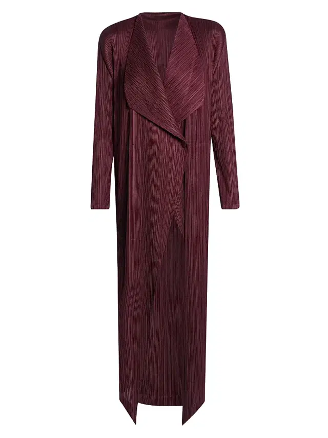 Pleats Please Issey Miyake Women's Monthly Colors: January Plissé Drape Duster Jacket - Bordeaux