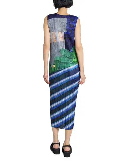 Pleats Please Issey Miyake Women's City Collage Plissé Midi-Dress - Gray Navy - Size Large | Thumbnail 5 Pleats Please Issey Miyake Women's City Collage Plissé Midi-Dress - Gray Navy - Size Large | Thumbnail 5