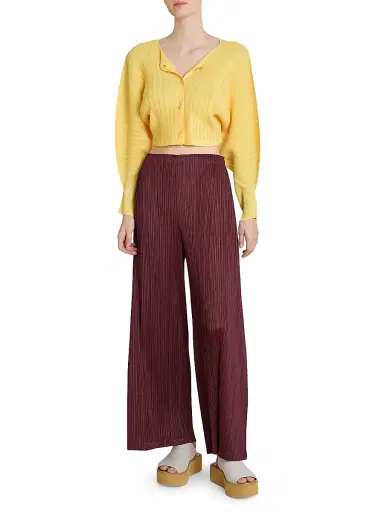 Pleats Please Issey Miyake Women's Rib Pleats January Crop Cardigan | Thumbnail 2 Pleats Please Issey Miyake Women's Rib Pleats January Crop Cardigan | Thumbnail 2