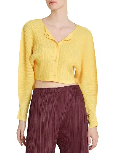 Pleats Please Issey Miyake Women's Rib Pleats January Crop Cardigan | Thumbnail 3 Pleats Please Issey Miyake Women's Rib Pleats January Crop Cardigan | Thumbnail 3