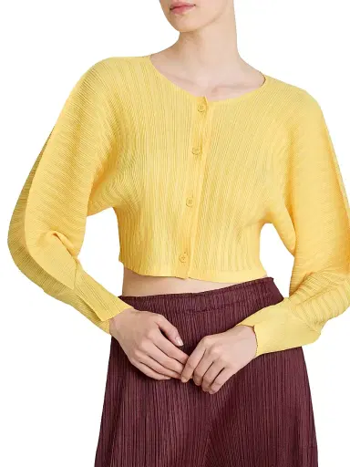 Pleats Please Issey Miyake Women's Rib Pleats January Crop Cardigan | Thumbnail 6 Pleats Please Issey Miyake Women's Rib Pleats January Crop Cardigan | Thumbnail 6