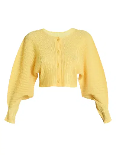 Pleats Please Issey Miyake Women's Rib Pleats January Crop Cardigan | Thumbnail 1 Pleats Please Issey Miyake Women's Rib Pleats January Crop Cardigan | Thumbnail 1