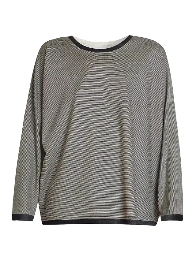 Pleats Please Issey Miyake Women's A-Poc Form Striped Blouse - Black