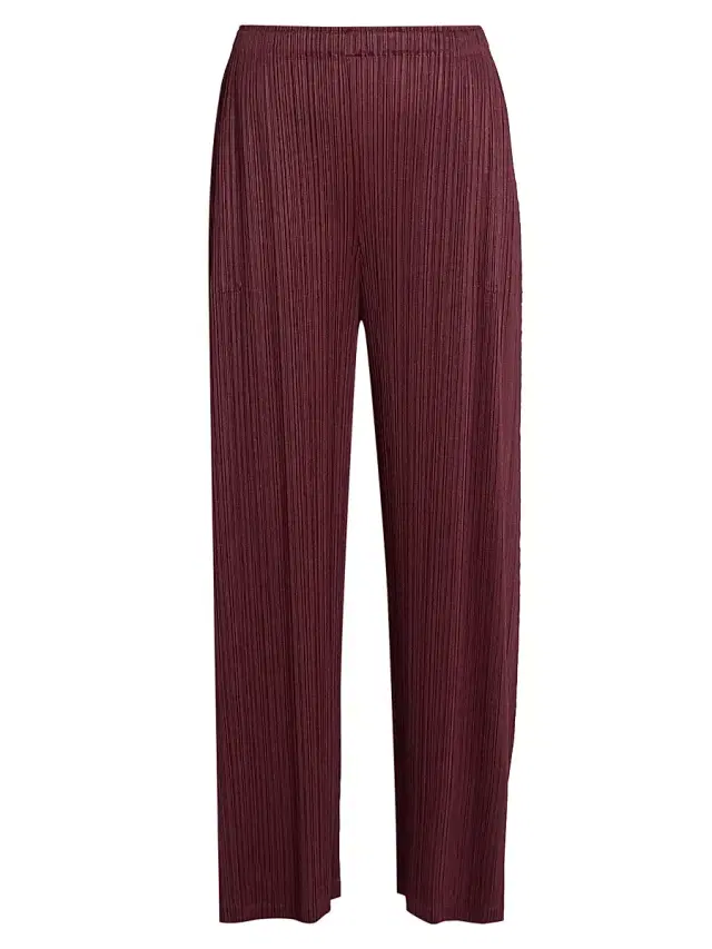 Pleats Please Issey Miyake Women's Monthly Colors: January Plissé Wide-Leg Pants - Bordeaux
