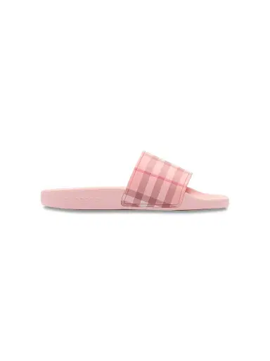 Burberry Little Girl's & Girl's Furley Check Pool Slide Sandals - Peony Pink - Size 2 (Child) | Thumbnail 1 Burberry Little Girl's & Girl's Furley Check Pool Slide Sandals - Peony Pink - Size 2 (Child) | Thumbnail 1