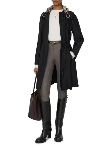Burberry Women's Newbury Check Hood Parka - Black - Size XL | Thumbnail 2