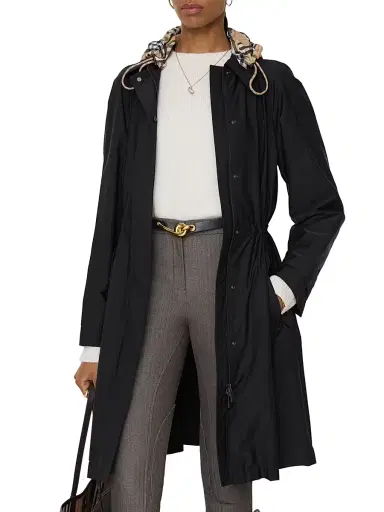 Burberry Women's Newbury Check Hood Parka - Black - Size XL | Thumbnail 3