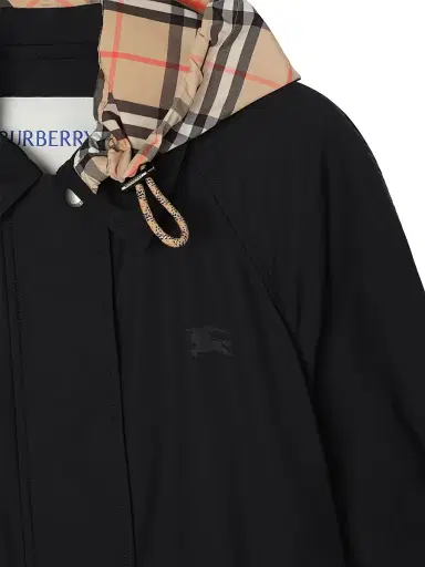 Burberry Women's Newbury Check Hood Parka - Black - Size XL | Thumbnail 5