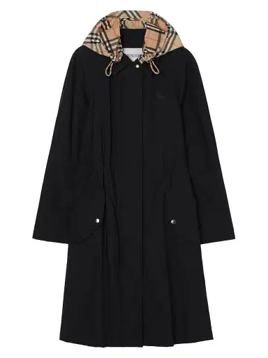 Burberry Women's Newbury Check Hood Parka - Black - Size XL | Thumbnail 1