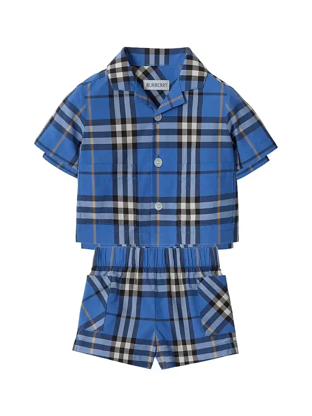 Baby Boy's Check Short-Sleeve Shirt & Short Sets - Hyacinth Blue 12 Months