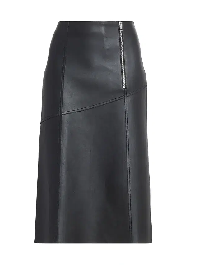 Victoria Beckham Women's Zip-Detail Leather Midi-Skirt - Black