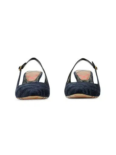 Burberry Women's Dame 55MM Check Denim Slingback Pumps | Thumbnail 3 Burberry Women's Dame 55MM Check Denim Slingback Pumps | Thumbnail 3