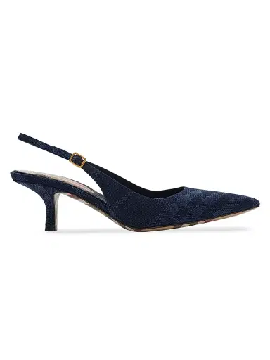 Burberry Women's Dame 55MM Check Denim Slingback Pumps | Thumbnail 1 Burberry Women's Dame 55MM Check Denim Slingback Pumps | Thumbnail 1