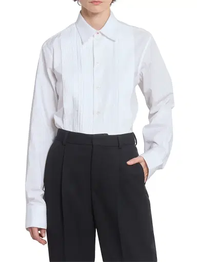 Victoria Beckham Women's Pintuck Cotton Shirt - White | Thumbnail 3 Victoria Beckham Women's Pintuck Cotton Shirt - White | Thumbnail 3